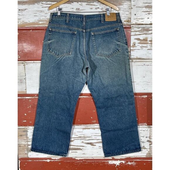 37w 80s Plain Pockets Straight Wide Leg Jeans - Picture 3 of 12